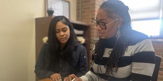 Tamika L Law TRIO Support Services Academic Coach Coordinator with Student Americe Rodriguez