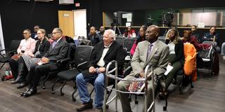 audience at the 1974 tornado survivors' panel at central state university including ohio rep. bill dean