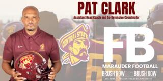 pat clark on a marauder athletics graphic