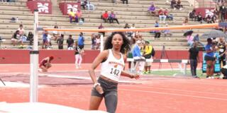 Amarianna Lofton competing in the high jump for marauder athletics