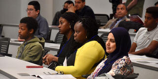 interns in the intel summer internship for women and underrepresented minorities in a lecture hall