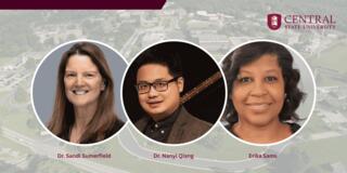 central state university graphic showing headshots for three people