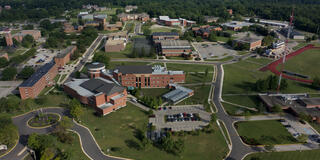 a drone aerial image of the central state university campus in wilberforce ohio