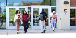 CSU Students Walking in front of Student Center