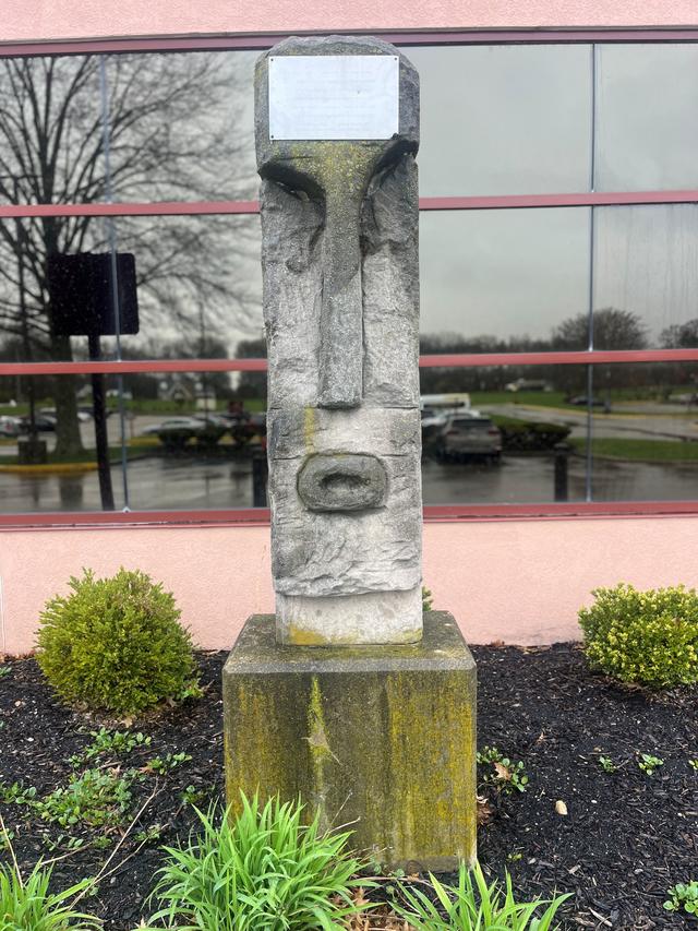 stone statue of an african head a gift from tornado survivors in the class of 1974 at Central State University