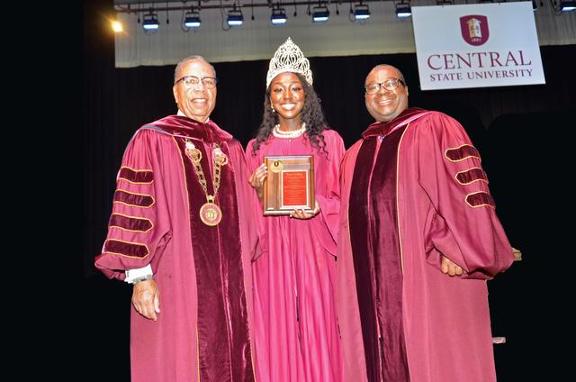 raven golliday with central state university president dr. alex johnson and provost and vice president of student affairs f. erik brooks