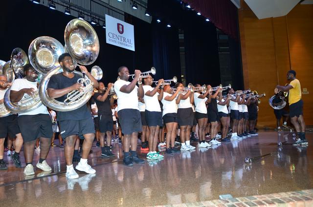 invincible marching marauders perform at university institute