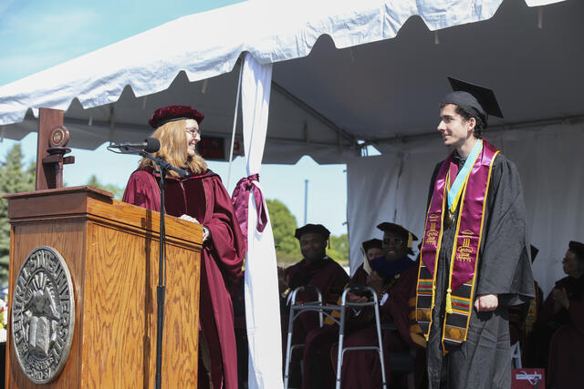doctor amy hobbs harris and tristin fernandes the top scholar in the class of 2025 at central state university