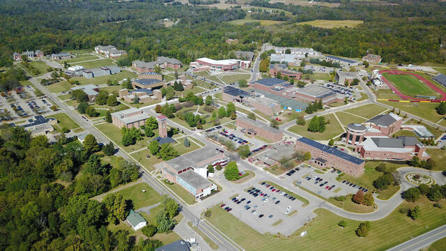Aerial view of Central State University campus in Wilberforce, Ohio