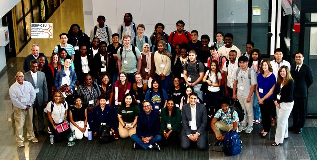 large group of intel summer internship participants faculty and leadership