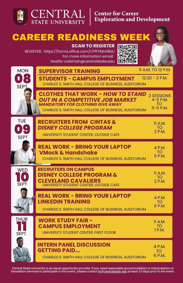 Career Readiness Week Schedule of events