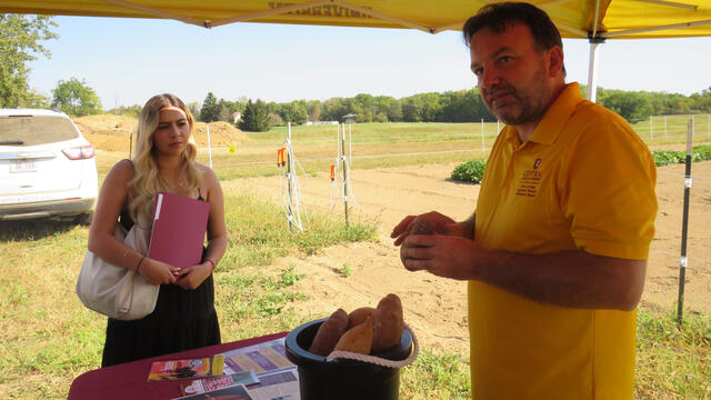 Andrea looks as Dr. Nagle explains
