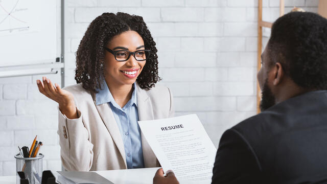 A job seeker at an interview